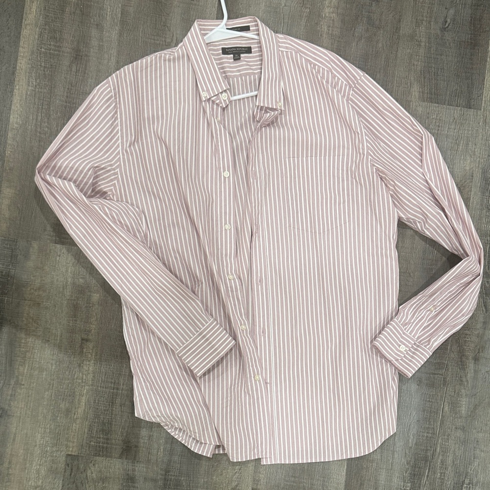 Banana Republic Pink Striped Casual Shirt